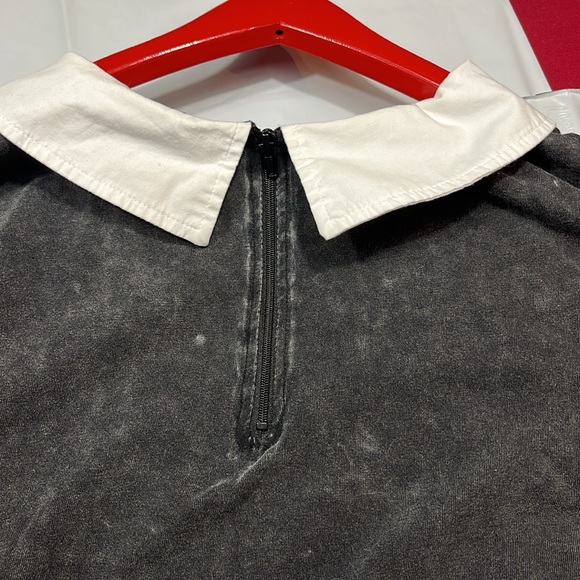 Social collision skull crossbones shirt BLACK shite collar GOTH EMO 3XL WOMENS - Picture 13 of 15